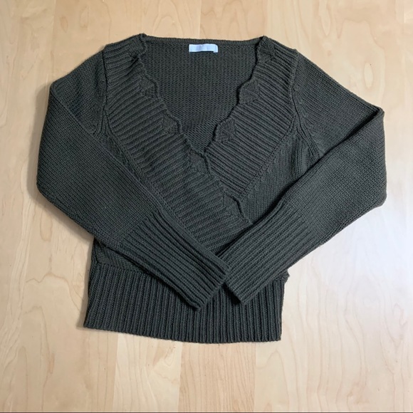 Promod Taupe Knot V-neck Crop Sweater - Picture 3 of 5